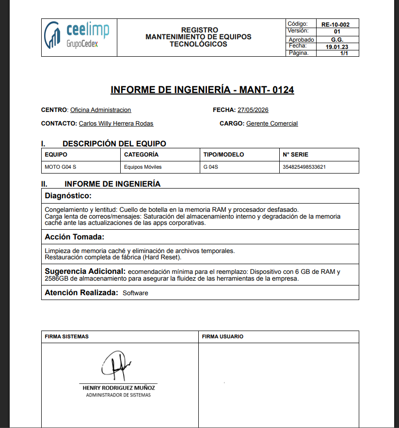 Informe de Mantenimiento PDF